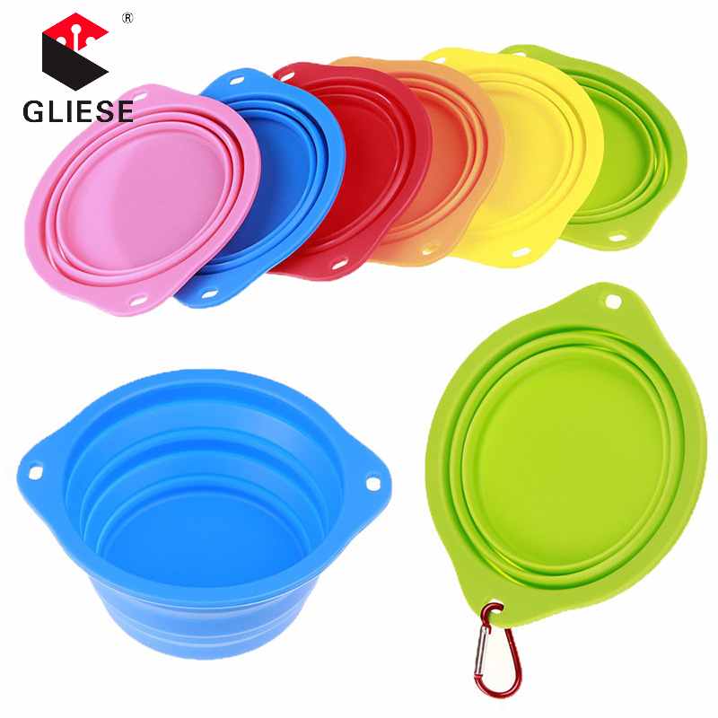 Multiple colour Dog Cat Pet Travel Bowl Silicone Collapsible Feeding Water Dish Feeder portable water Folding Travel Bowl